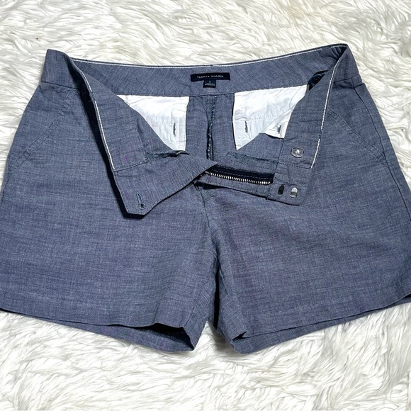 TOMMY HILFIGER Women's Blue Linen Blend Chino Walking Shorts Pockets - Picture 5 of 15